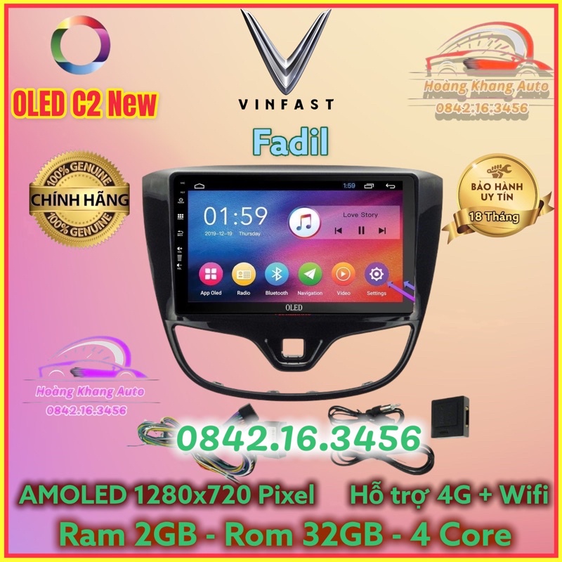 Màn hình Android OLED C2 New Theo Xe Fadil 2018 - 2021, 9 inch và 10 inch kèm dưỡng canbus và jack zin theo xe