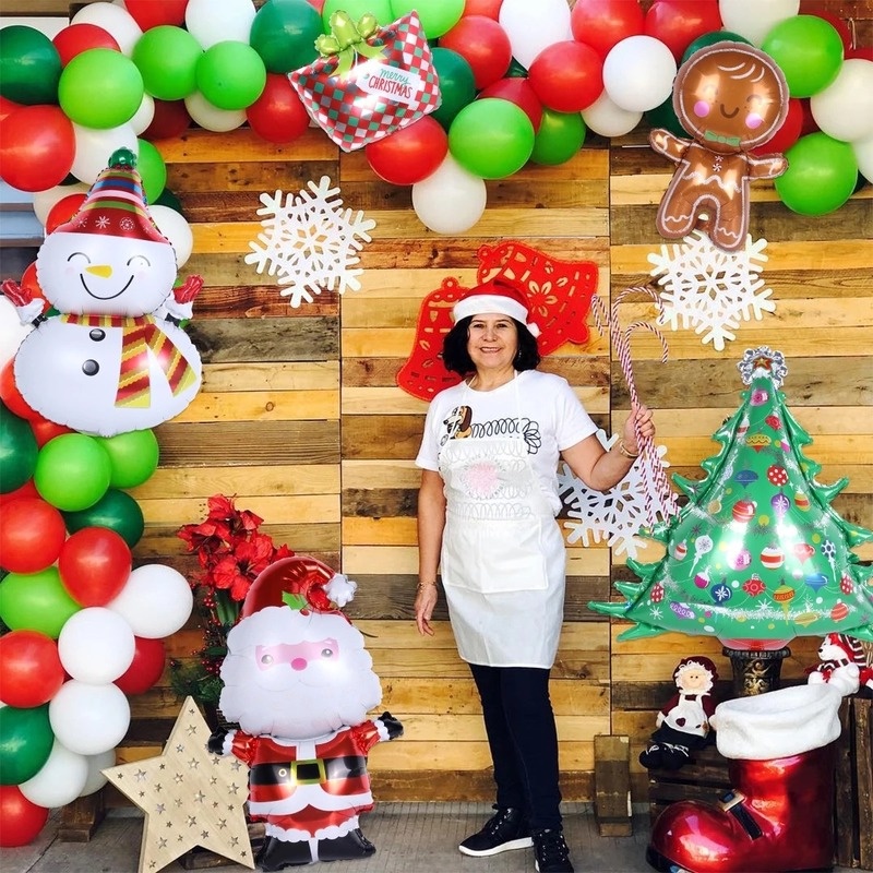 1 Bong Bóng Lá Nhôm Bơm Hơi Hình Ông Già Noel / Người Tuyết Dùng Trang Trí Nhà Trẻ