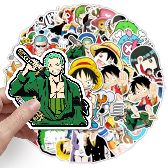 Sticker anime One Piece Dear Anime hình dán mũ bảo hiểm laptop điện thoại nhân vật luffy, zoro, nami...