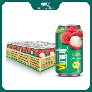 [KHAY 24 LON ]  Nước Ép Vải Vinut, Nước Ép Trái Cây Tươi Vinut  (330ml/lon)