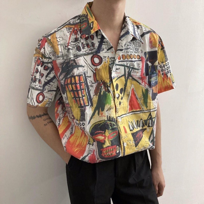 🌈 Áo sơ mi tay lỡ hoạ tiết hình vẽ unisex 🌈