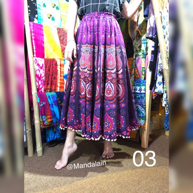Chân váy Thổ cẩm Đuôi công Mandala Ấn Độ 100% cotton sỉ và lẻ