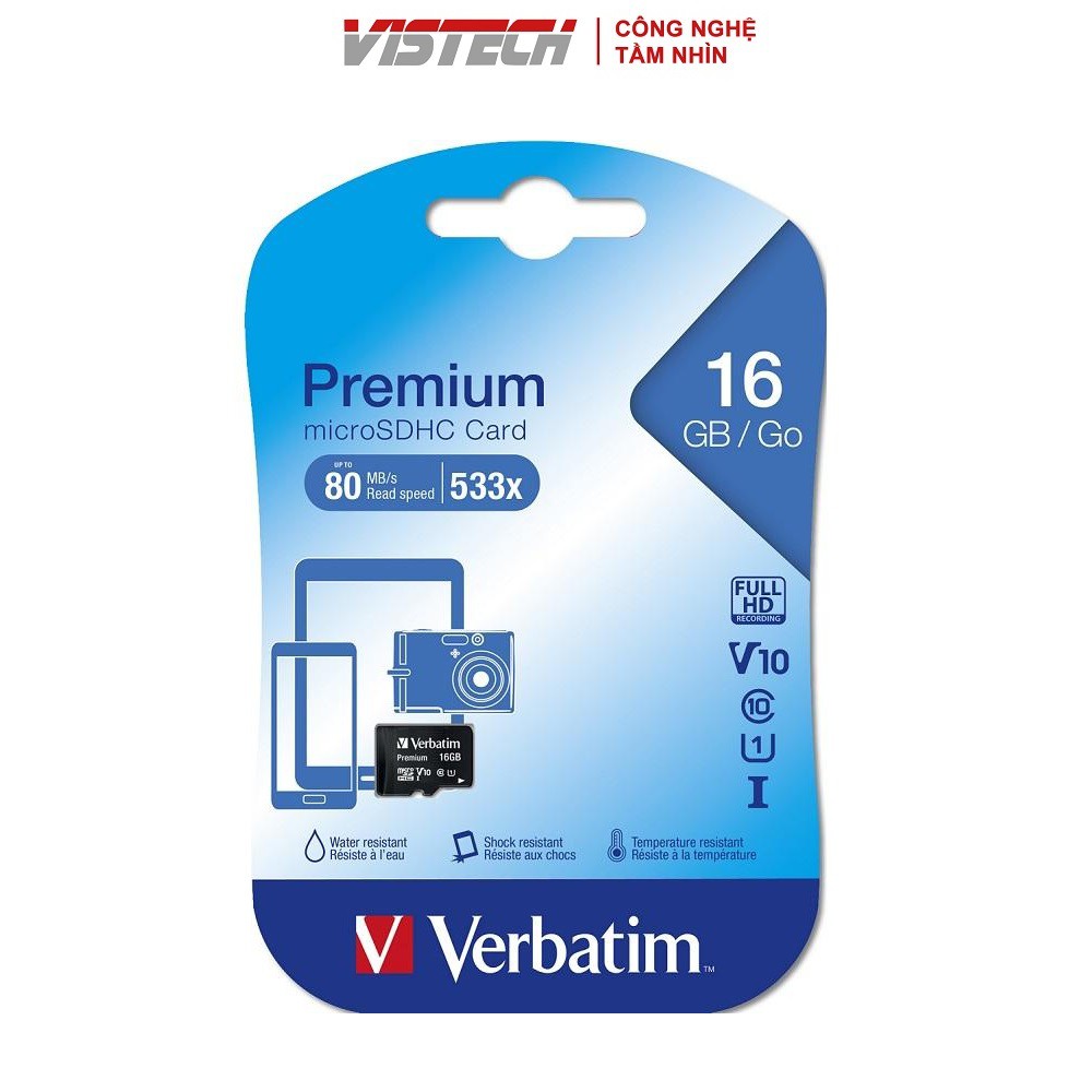 Thẻ nhớ Verbatim Micro SDHC Class 10