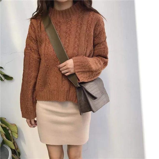 Áo len móc vặn thừng from rộng MH