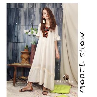 Đầm Váy Bohemian thổ cẩm maxi vintage dáng dài suông rộng đi biển đẹp xinh rẻ độc lạ tay lỡ Đủ bigsize bầu S M L XL XXL