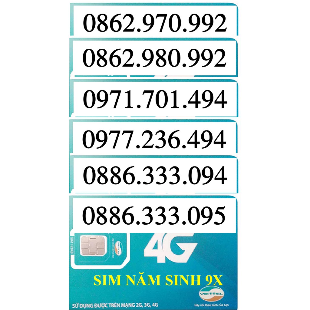 SIM NĂM SINH 9X - SIM VIETTEL TRẢ TRƯỚC SỐ ĐẸP