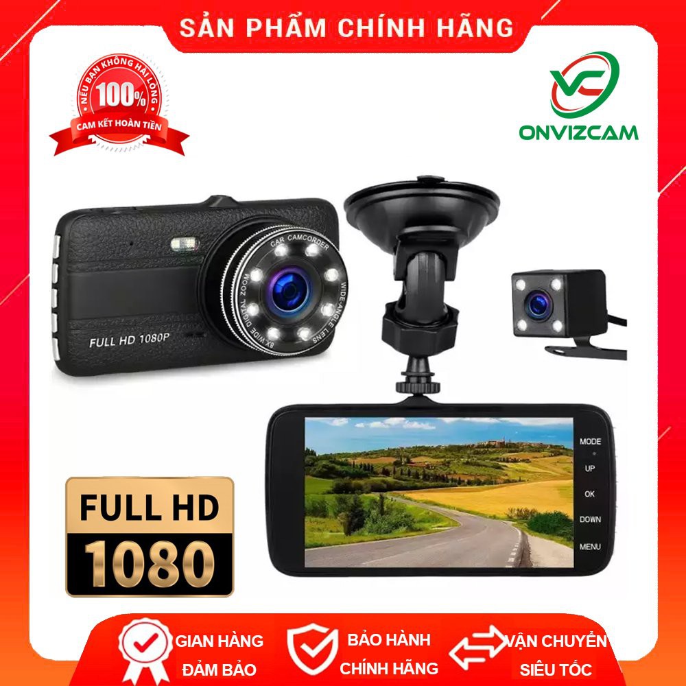 Camera hành trình ô tô ONTEK X004 - 2 mắt camera trước sau ghi hình đa chiều, có chế độ ghi đè