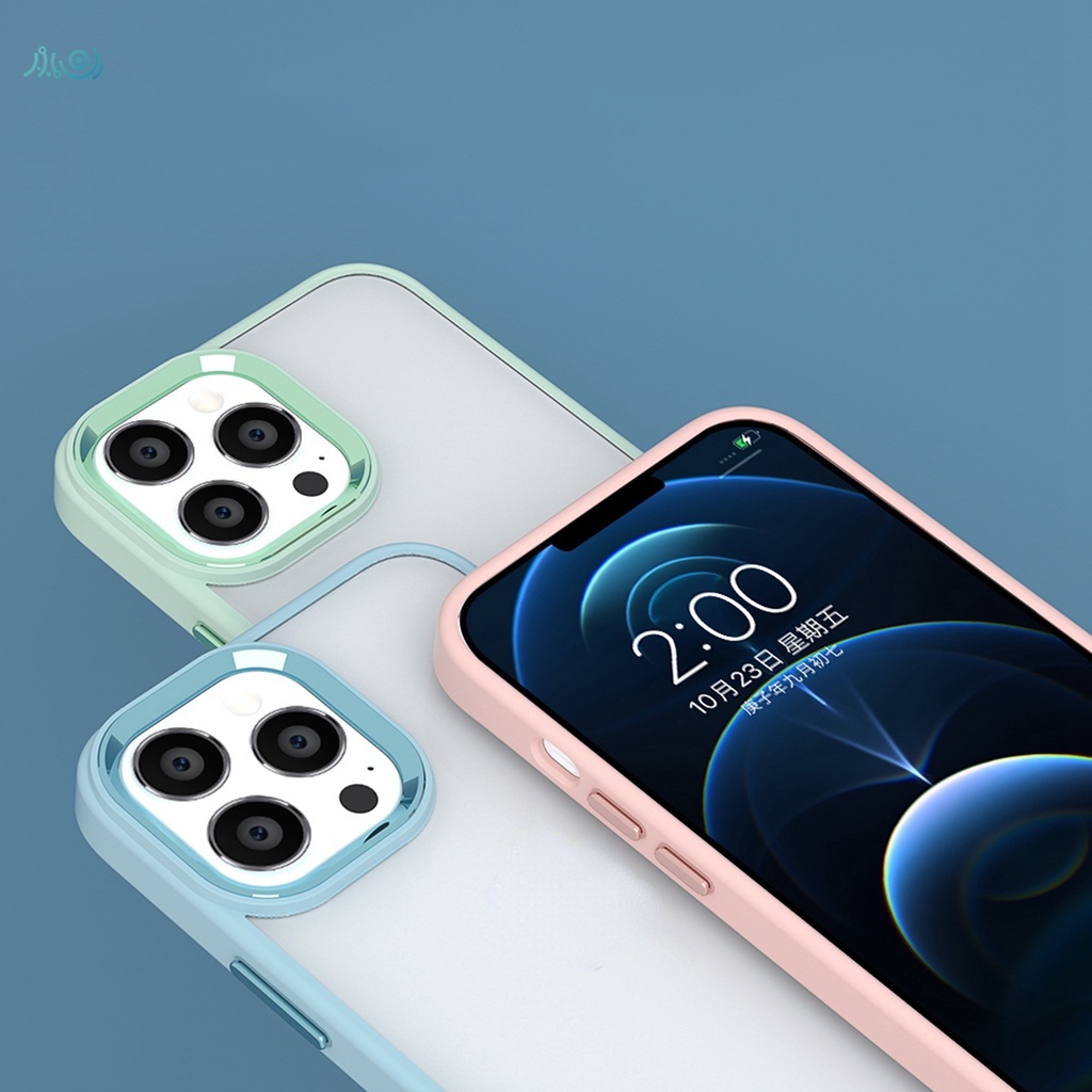 Ốp điện thoại silicon trong suốt phối kim loại chống sốc màu kẹo ngọt thích hợp cho iPhone 13 Pro Max 11 12 Pro Max