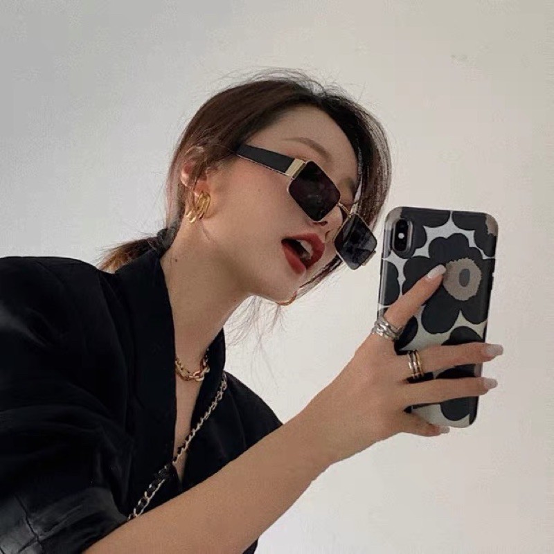 Kính râm mắt vuông retro kim loại