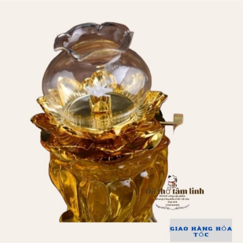 Đèn dầu thờ cúng 033 có 3 màu vàng,trắng,đỏ hàng thủy tinh