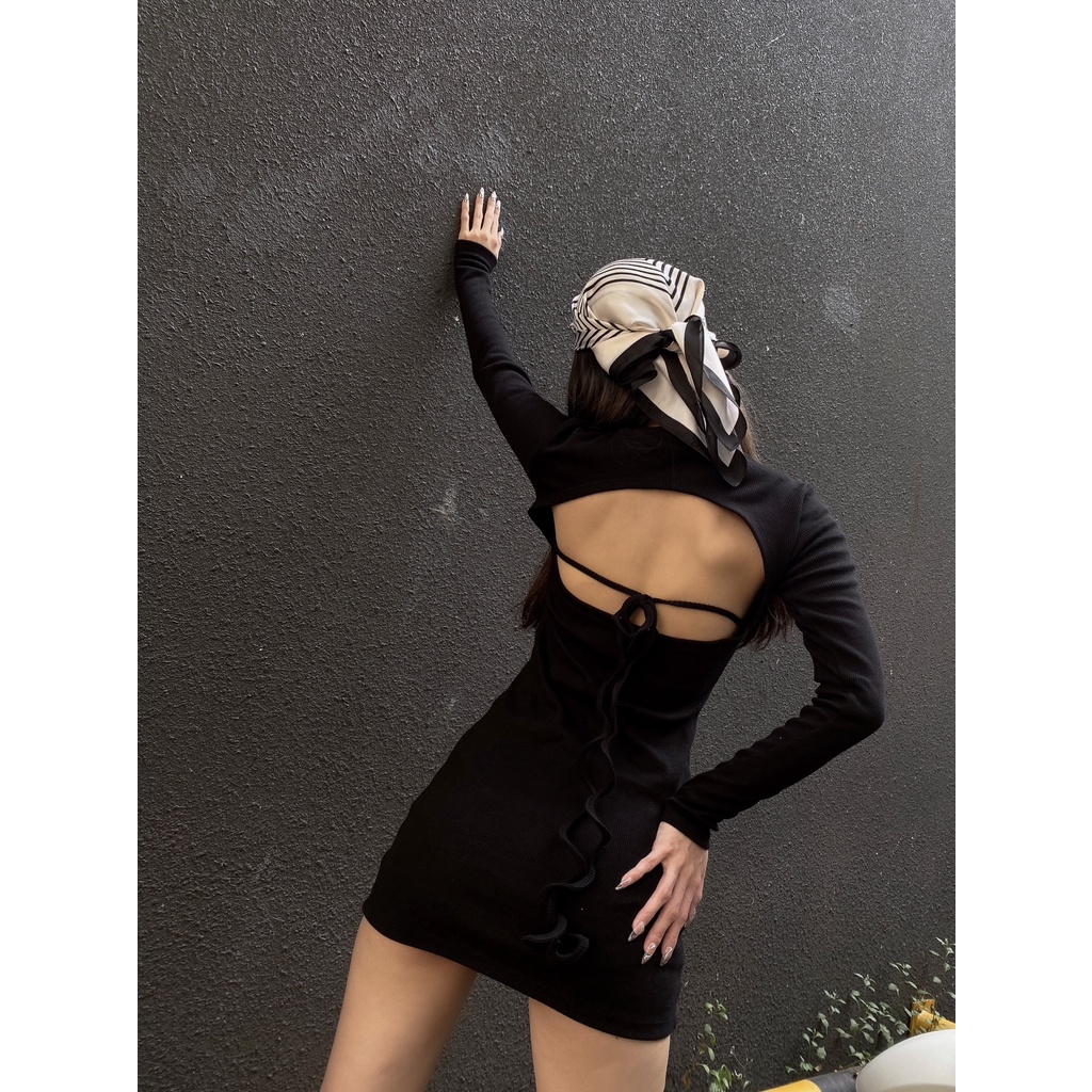 Đầm ôm body hở lưng tay dài - M Long Sleeve Dress - DEPASS