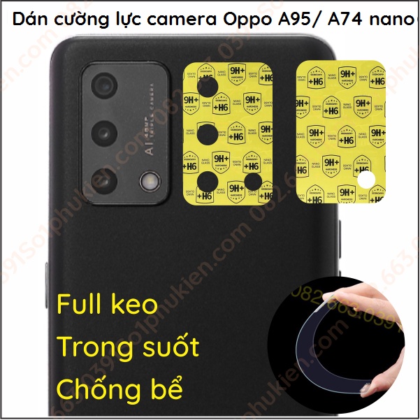 Dán cường lực camera Oppo A95 A74 nano trong suốt