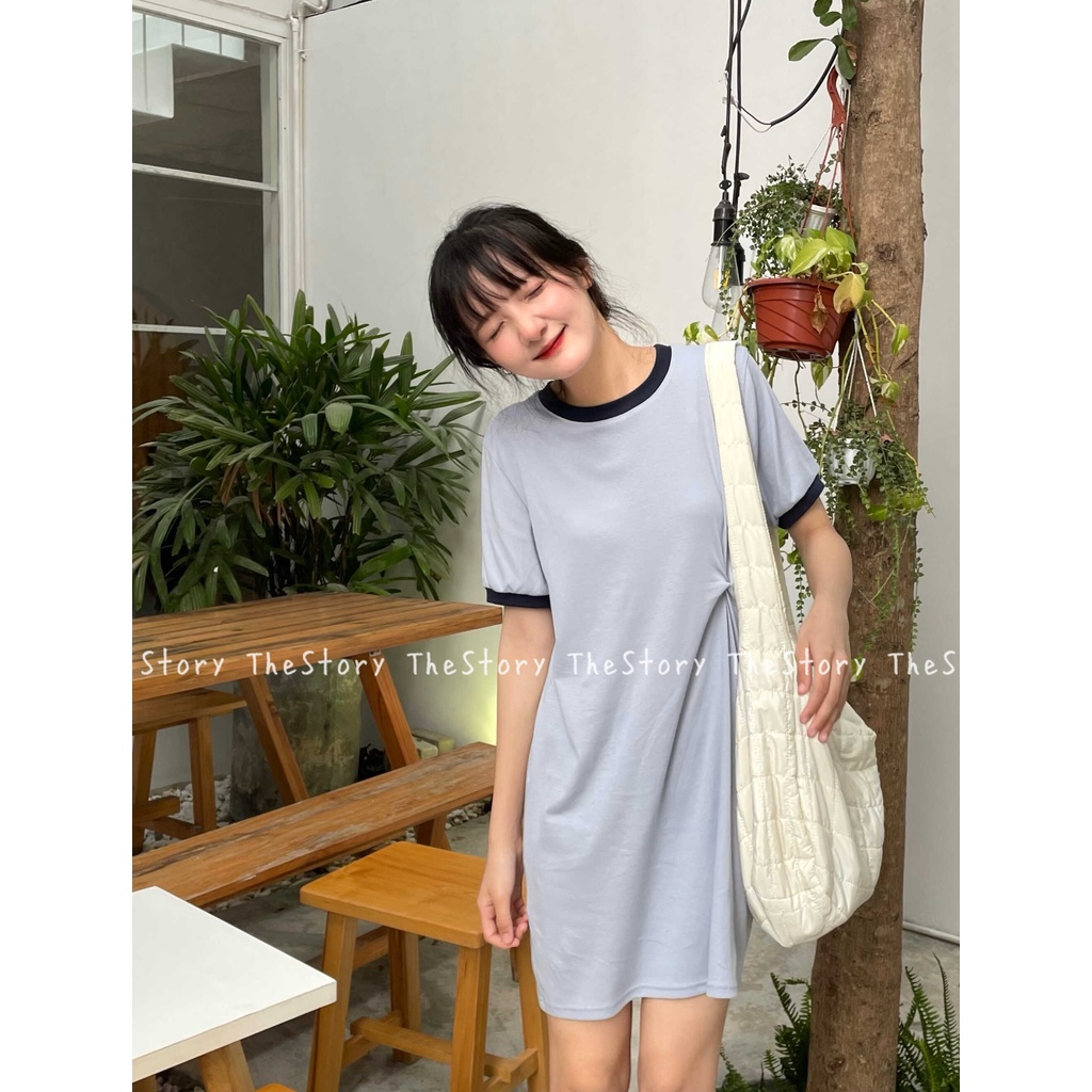 Đầm thun cổ polo [STORY] D1054 (ảnh thật)