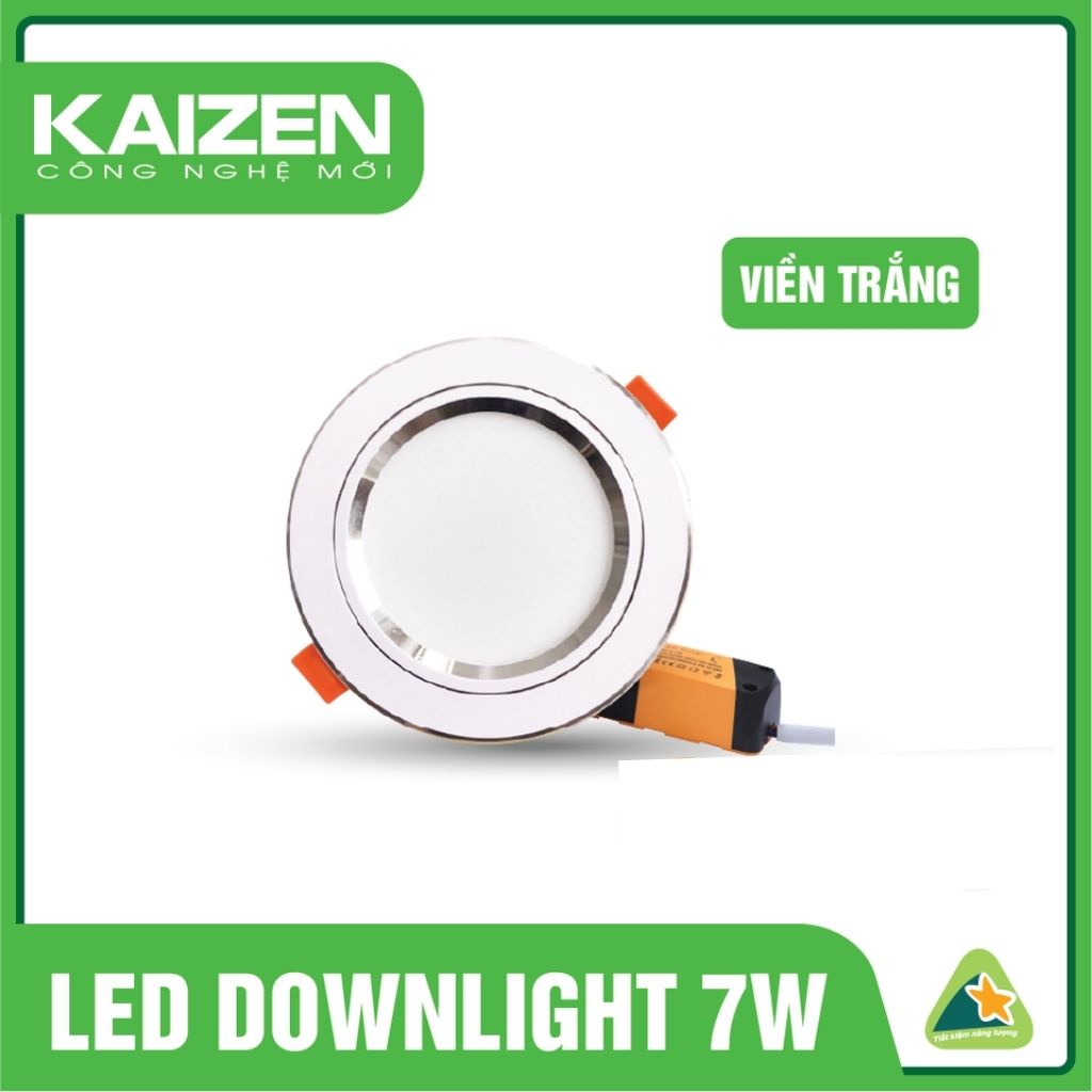 Đèn Led Âm Trần Downlight KAIZEN 7W Làm Từ Hợp Kim Nhôm Cao Cấp, Thiết Kế Hai Loại Đế Viền Đổi Màu