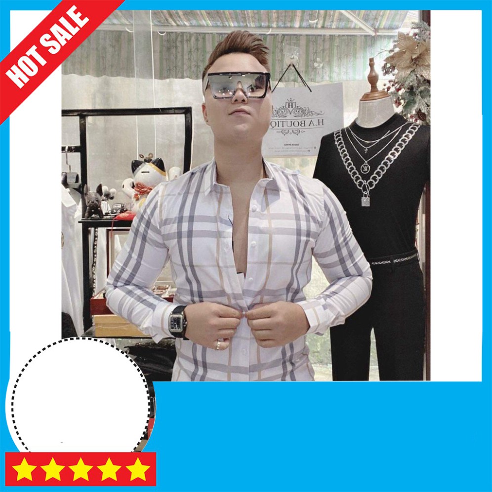 SƠ MI NAM LỤA ÉP 3D CARO TAY DÀI