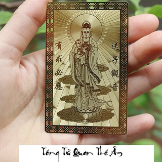 Tấm thẻ đồng phật bà cầu con bỏ túi ví hiếm muộn con cái gia đình hạnh phúc