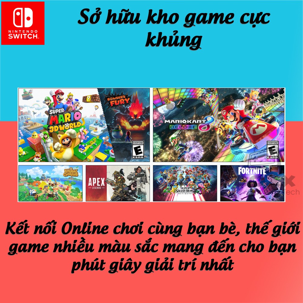 Máy Nintendo Switch V2 Neon Blue và Neon Red Joy‑Con - bảo hành 12 tháng kèm quà tặng