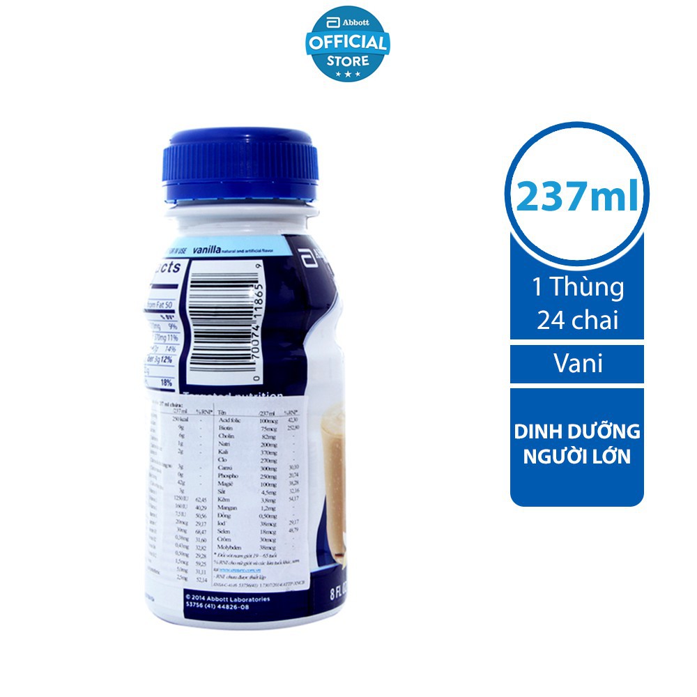 Thùng 24 chai sữa Ensure nước vani 237ml