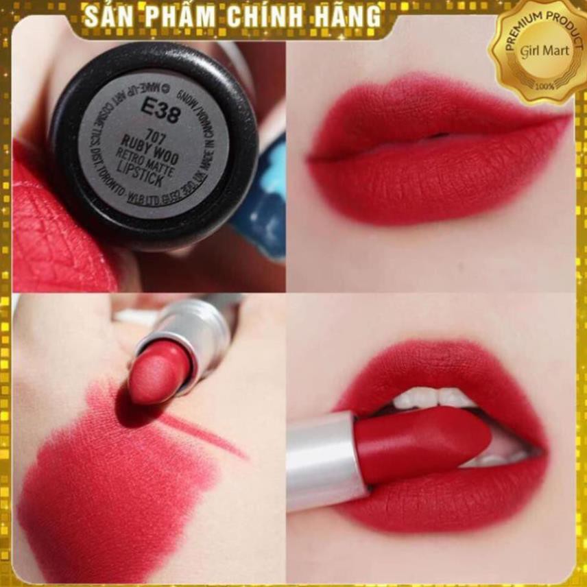 Son Mac Ruby Woo 707 màu đỏ cổ điển siêu sang chảnh