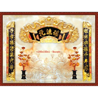 Tranh dán tường 3D trang trí phòng thờ chất liệu vải lụa cao cấp UV PHỦ BÓNG nhận in theo yêu cầu