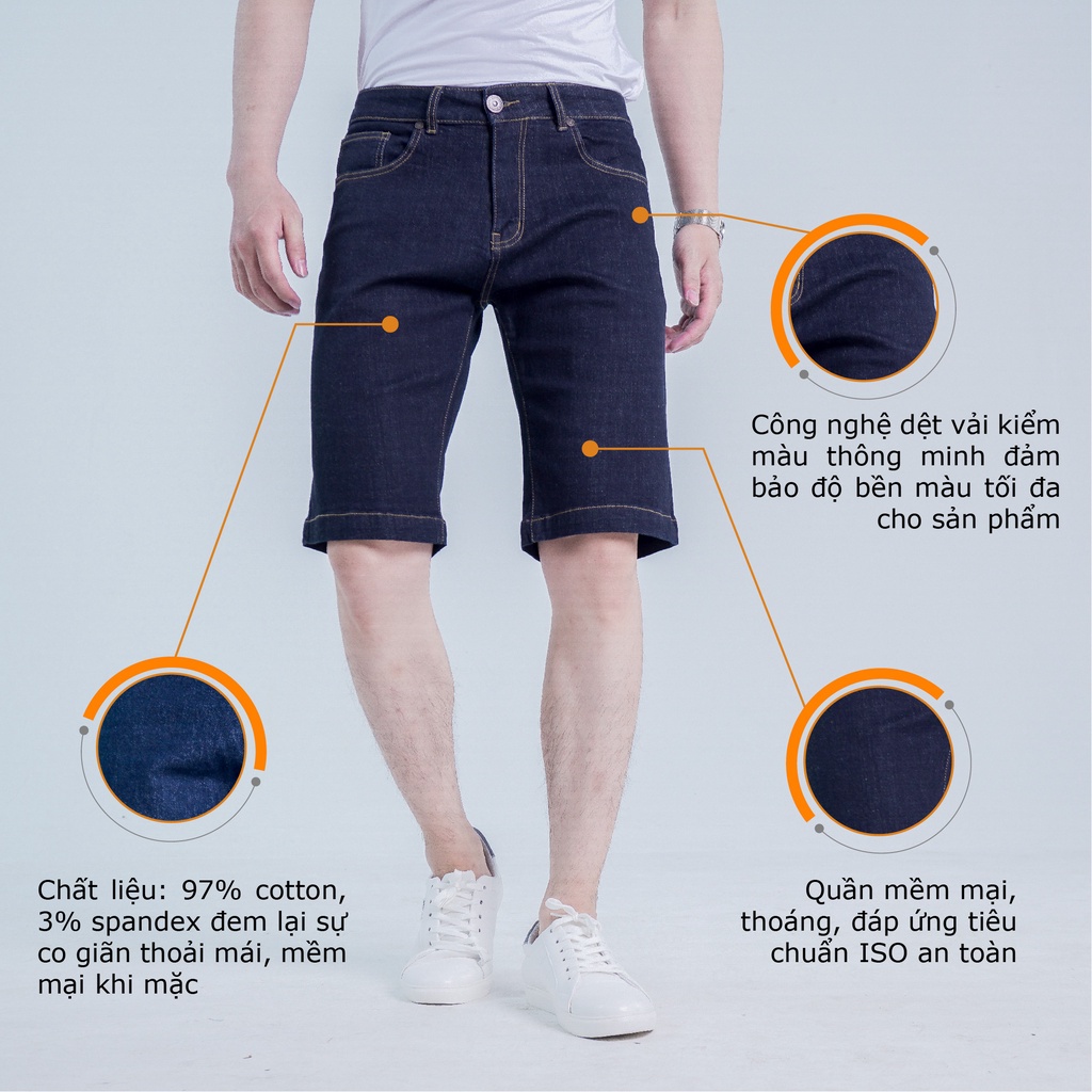 Quần Short Jean Nam H90 Chất Bò Cotton Mềm Cực Kì Co Giãn, Không Bai Gião, Bền Màu HSTJ002