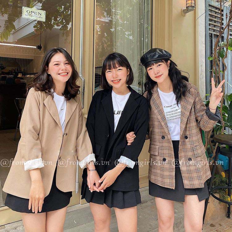 Áo blazer hai lớp, áo vest nữ dày nhiều màu ulzzang (ảnh thật) - VEST01