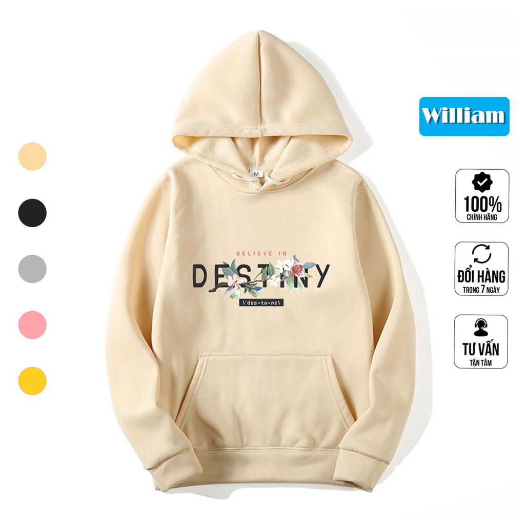 Áo Hoodie nam nữ hình in Pet chất lượng, chất nỉ bông dày dặn William - DS200