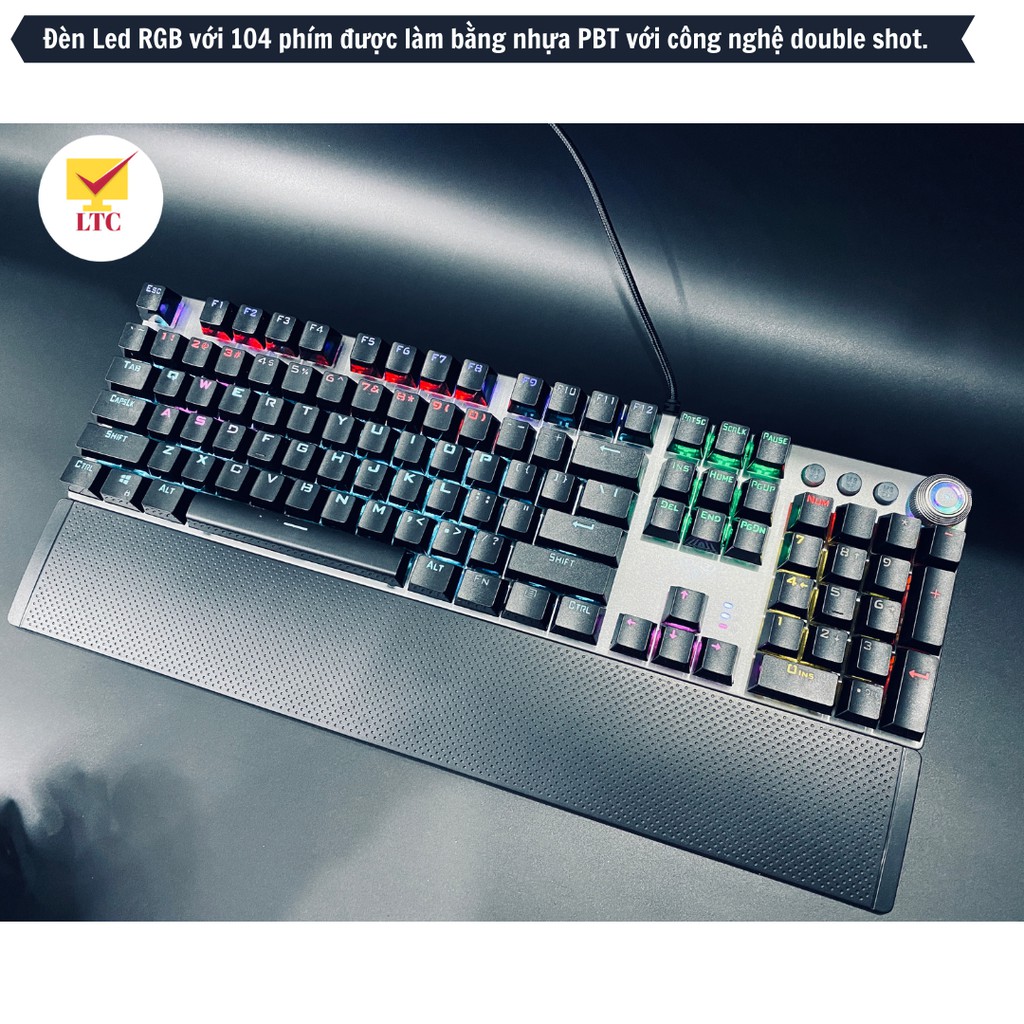 Bàn phím cơ gaming FZ508 FULL LED RGB với hơn 20 chế độ led, keyboard blue switch tặng kèm kê tay cho máy tính laptop pc