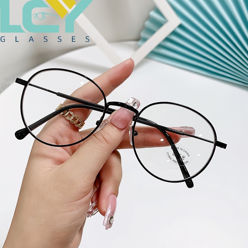 Mắt Kính Gọng Tròn Chống Ánh Sáng Xanh Chất Liệu Kim Loại Thời Trang Phong Cách Hàn Quốc 8002