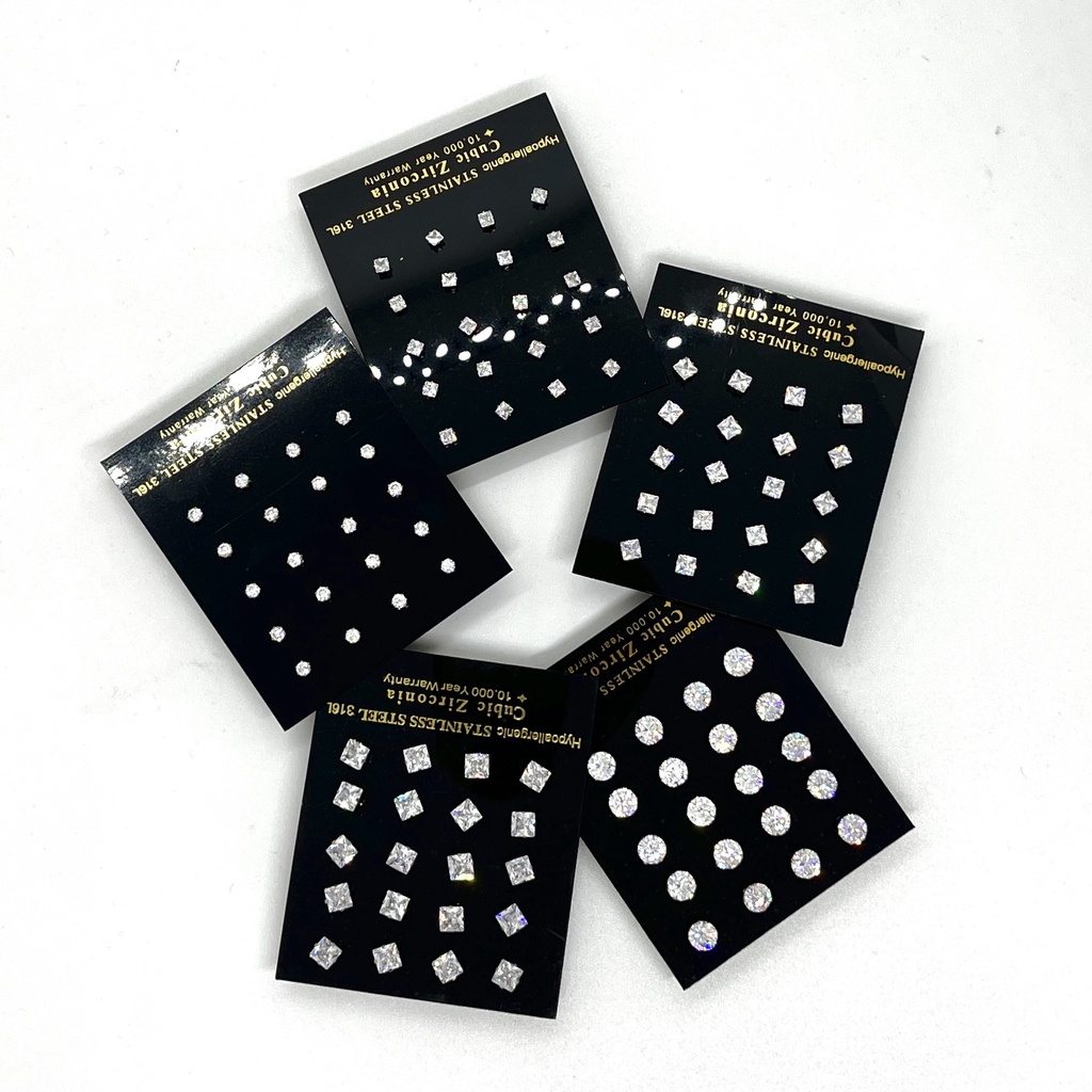 Bông Tai Kiểu Vuông/Tròn Đơn Giản, Bền