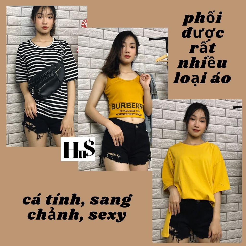 Quần short bò ulzzang nữ màu đen cá tính