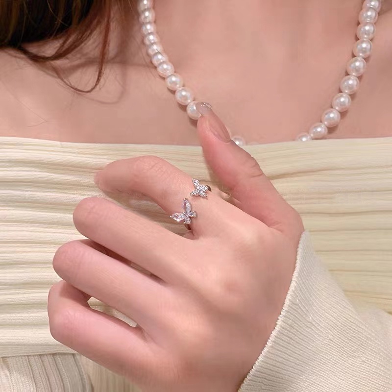 Nhẫn Bạc Hình Bướm Đính Đá Thời Trang Cho Nữ