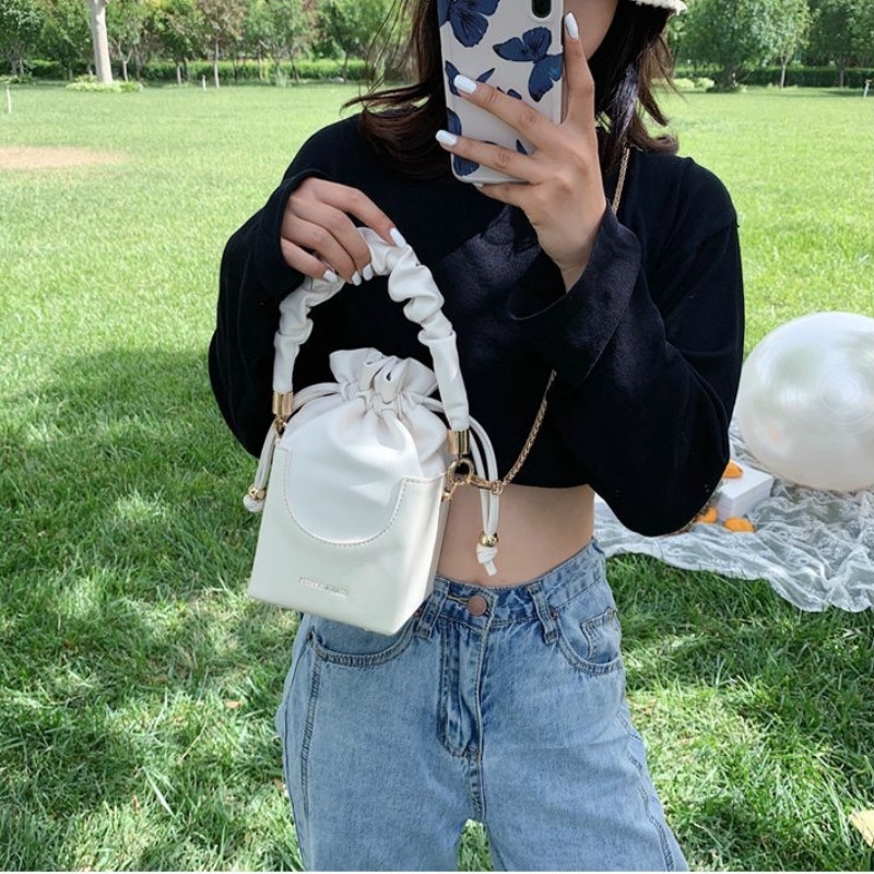 Túi Xách JASMIN NOIR dạng vuông phối dây đeo màu kẹo thời trang hàn quốc cho nữ