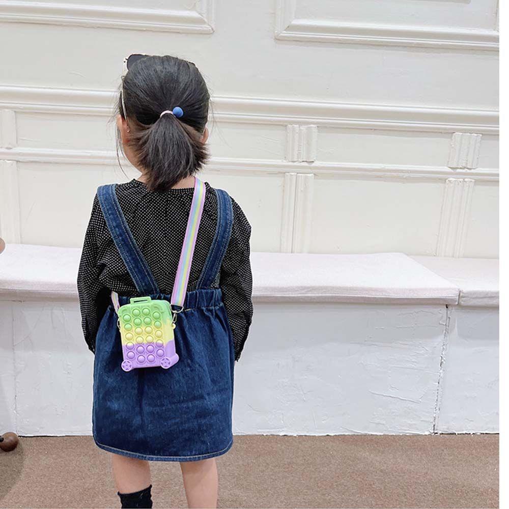 Túi Đeo Chéo Mini Bằng Silica Gel Màu Cầu Vồng Khóa Kéo Có Thể Điều Chỉnh