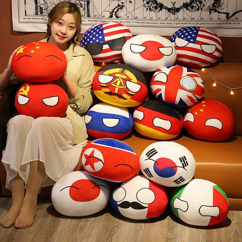 Newest 40cm Polandball Plush Toys Stuffed Dolls Pendant Anime World Countryball National flag Pillow Cushion Gift For Kids