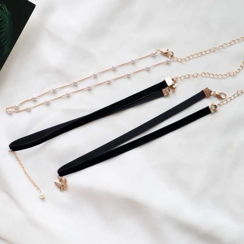 Vòng Cổ Choker Dây Nhung Đen Dài Phong Cách Gothic Punk Cho Nữ