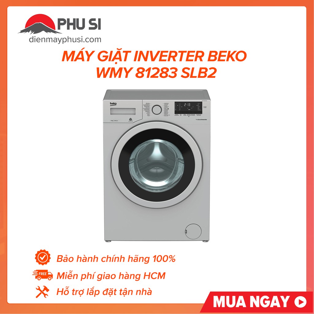 MiỄN PHÍ CÔNG LẮP ĐẶT - WMY 81283 SLB2 - Máy giặt Beko WMY 81283 SLB2, 8.0kg, Inverter