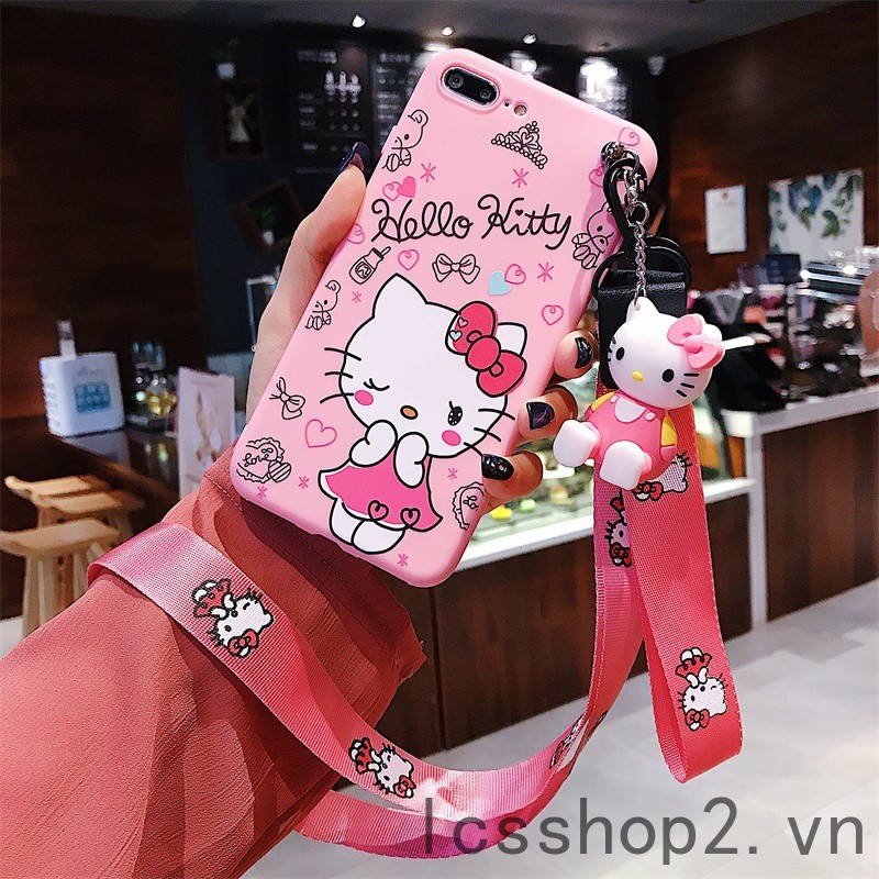 Casing VIVO X7/X7P/X9/X9S/X9P/X9SP/X20/X20P/X21/X23 Kitty Cat Phone Snap-on Case Set +Pendant