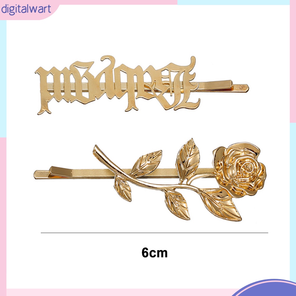 Set 2 Kẹp Tóc Hình Hoa Hồng Và Chữ Thời Trang Cho Nữ