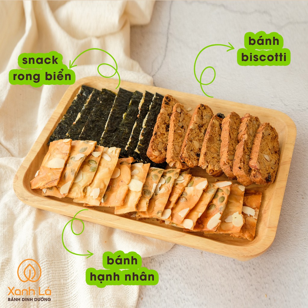 [HÀNG CAO CẤP] Bánh hữu cơ mix 3 Biscotti, bánh Hạnh nhân, snacks Rong biển ăn kiêng Xanh Lá giảm cân, mẹ bầu, trẻ nhỏ