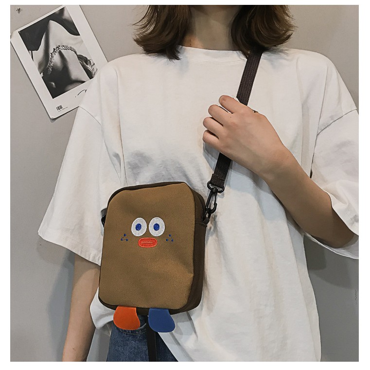 [Mã WASKT410K giảm 10K đơn 50K] Túi Tote Vải VỊT VUÔNG Kiểu Đeo Chéo Nữ Hàn Quốc Ulzzang TX26