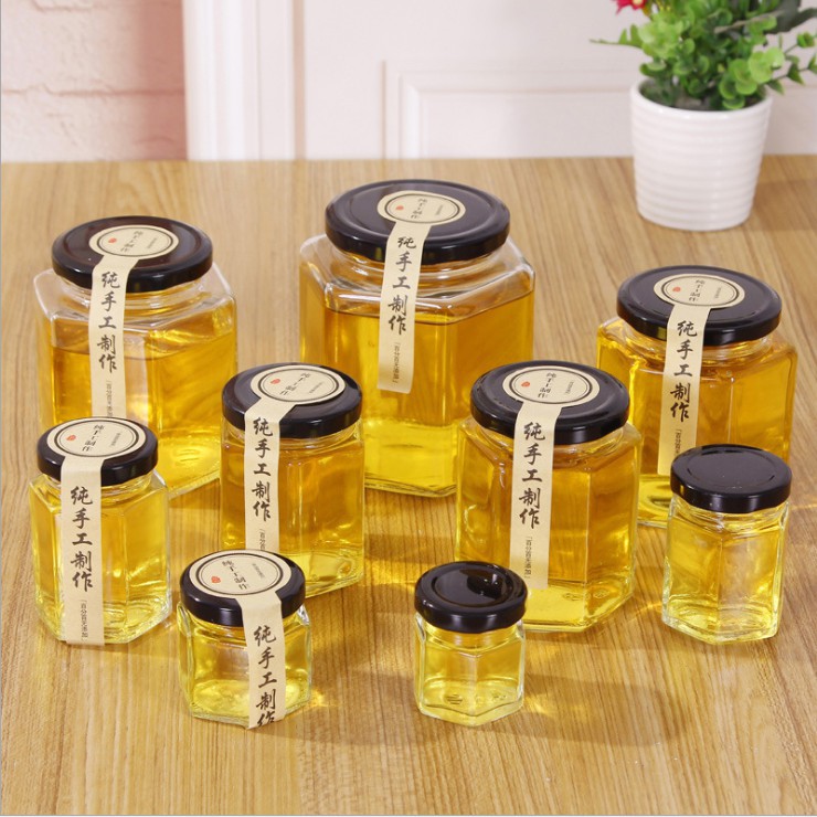 Hũ thủy tinh / Lọ thủy tinh lục giác đựng gia vị thực phẩm nắp thiếc 100ML | BigBuy360 - bigbuy360.vn