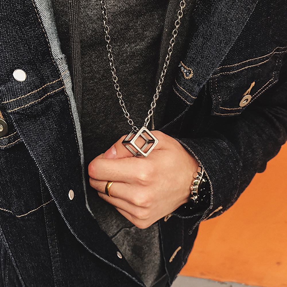 Vòng cổ Mặt Hình Khối Lập Phương Rỗng Nhiều Màu Phong Cách Hip Hop Mới Cho Nam Và Nữ