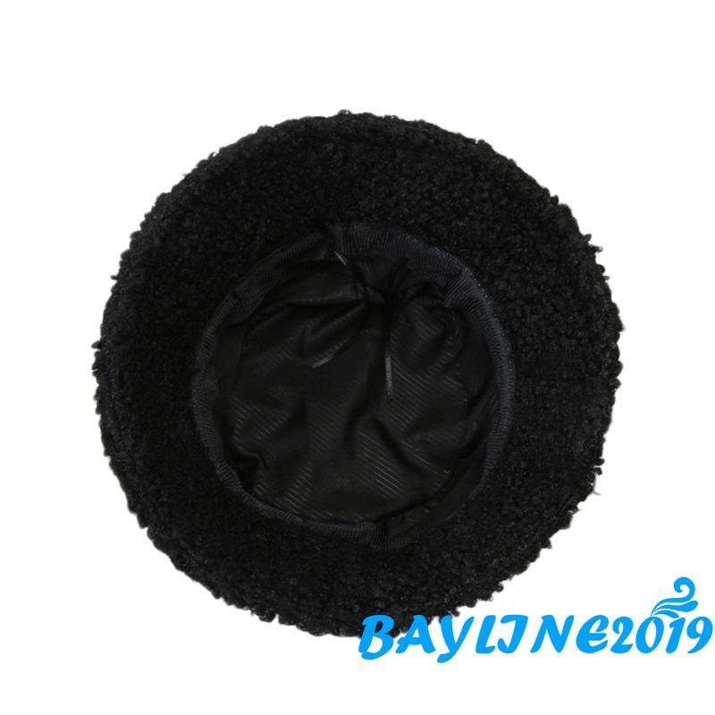 BAY- Mũ bucket vải lông cừu giữ ấm thường ngày (màu đỏ vàng, trắng, đen, hồng, xám)