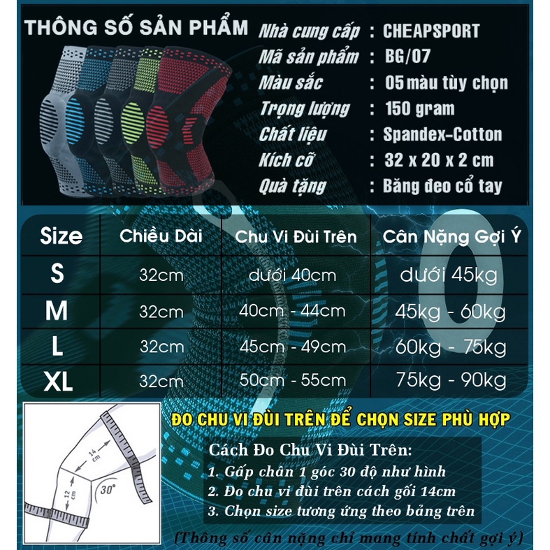 Đai Bảo Vệ Khớp Gối BG/07 Bó Gối Thể Thao Tránh Chấn Thương Khi Chơi Bóng Chuyền Tập Gym Cầu Lông Chạy Bộ Tennis