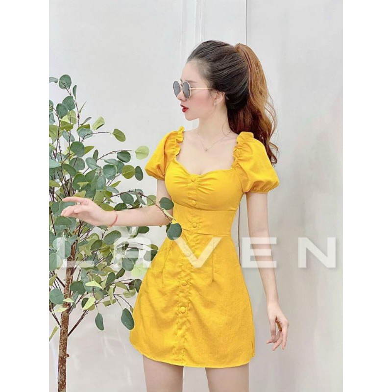 Đầm phồng nhíu ngực xô xược 3 màu