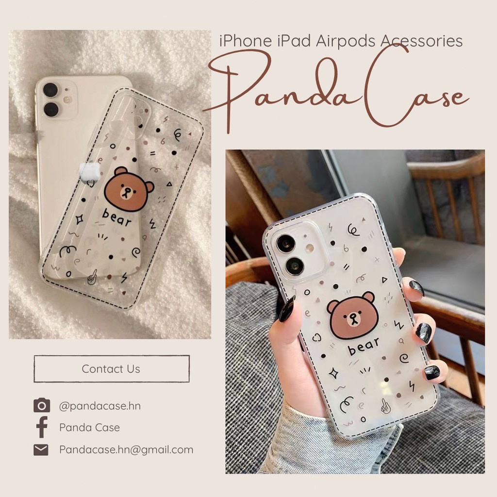 𝐂𝐨́ 𝐬𝐚̆̃𝐧 𝐜𝐡𝐨 𝐢𝐏𝐡𝐨𝐧𝐞 𝟏𝟐  Ốp lưng iphone silicon trong gấu nâu