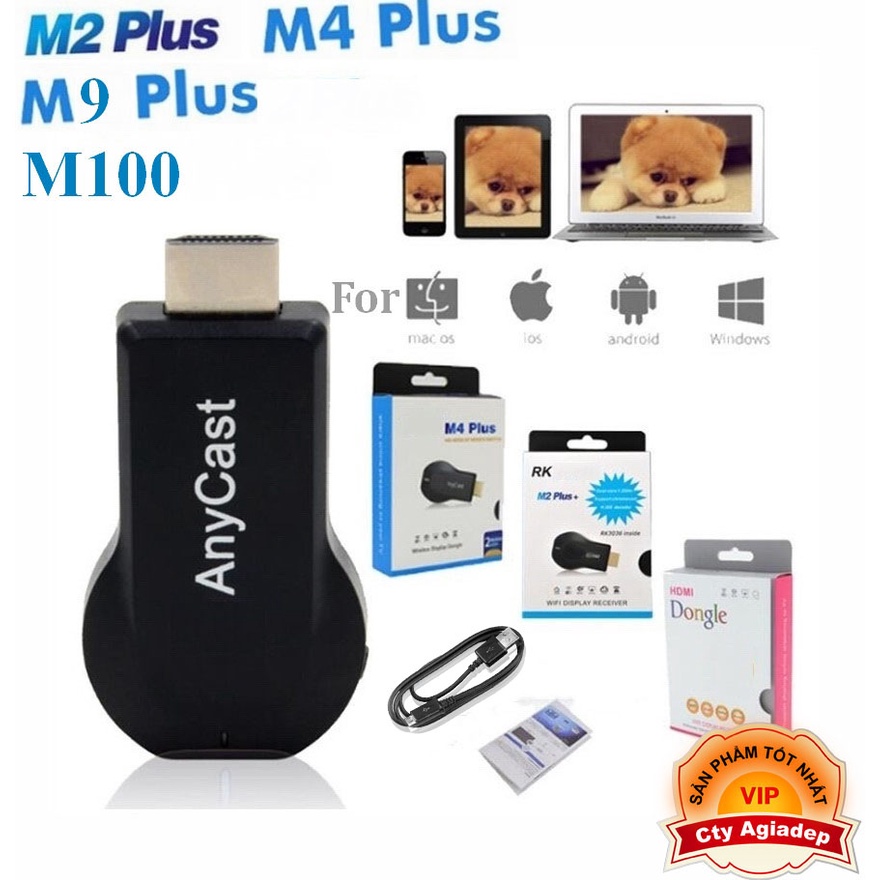 HDMI Không Dây ANYCAST M4 Plus/M9 Plus 2022 - Tốc Độ Kết Nối Siêu Nhanh (Dùng cho android/IOS)- Agiadep.com