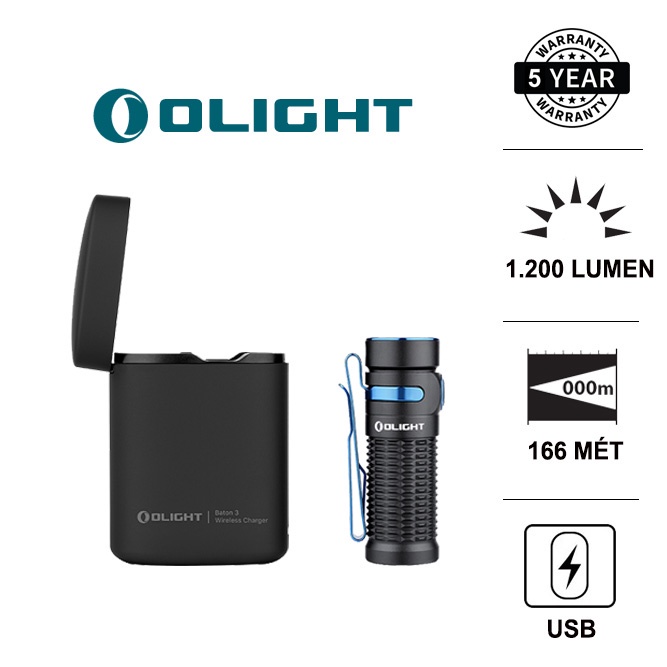 [Mới] Đèn pin Olight Baton 3 Premium Edition 1,200~300 (lumens)