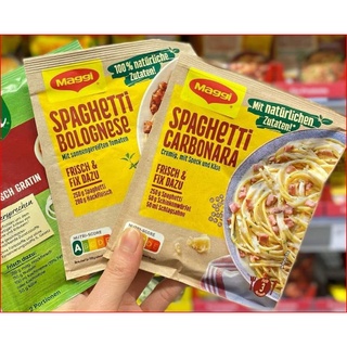 Gói sốt cho những ai thích ăn mỳ Ý sốt kem, thịt xông khói Maggi Spaghetti Carbonara.